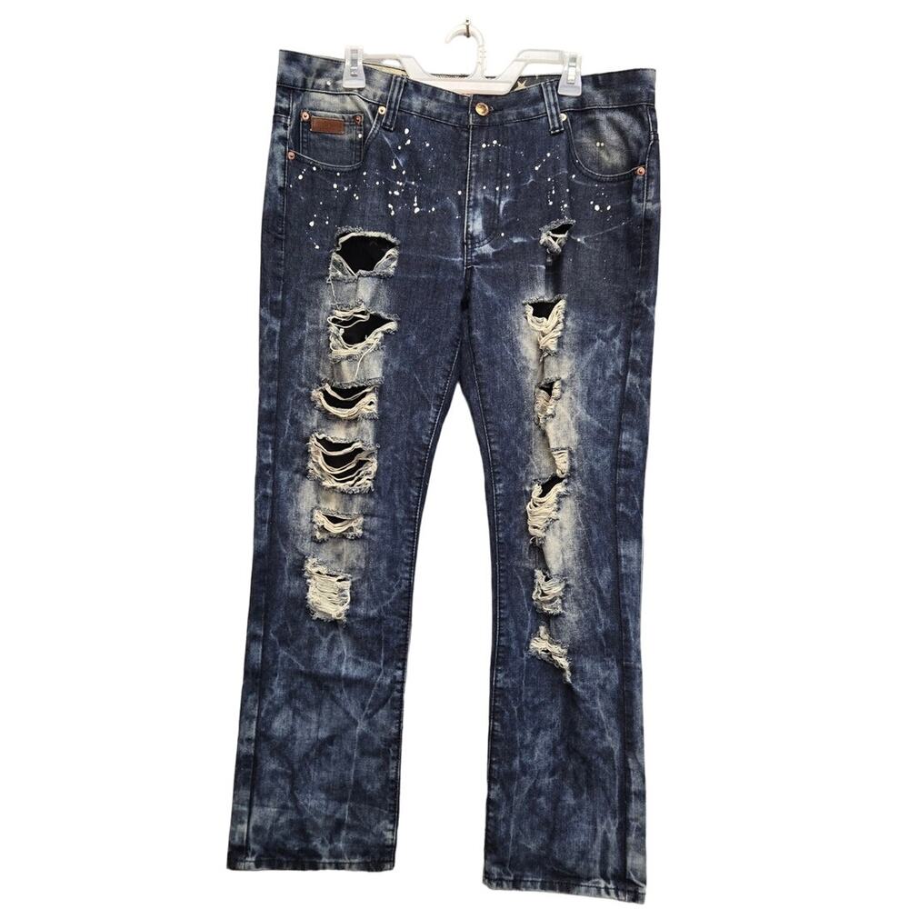 Winchester Mens 36 Factory Distressed & Paint Splattered Bleached Lined Jeans